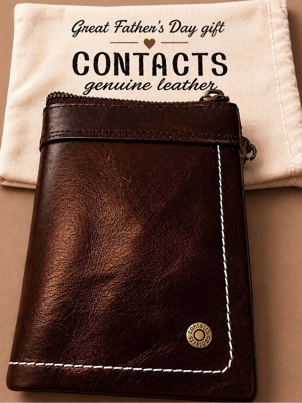 Men's Dark Brown Leather Wallet Classic 
NWT Air Tags Slot 🤎